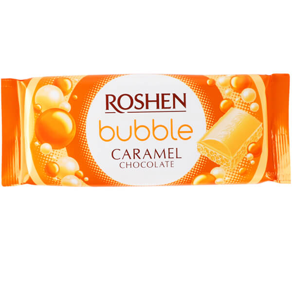 ROSHEN BUBBLE ΣΟΚΟΛΑΤΑ 80gr. - (ΛΕΥΚΗ ΜΕ ΚΑΡΑΜΕΛΑ)