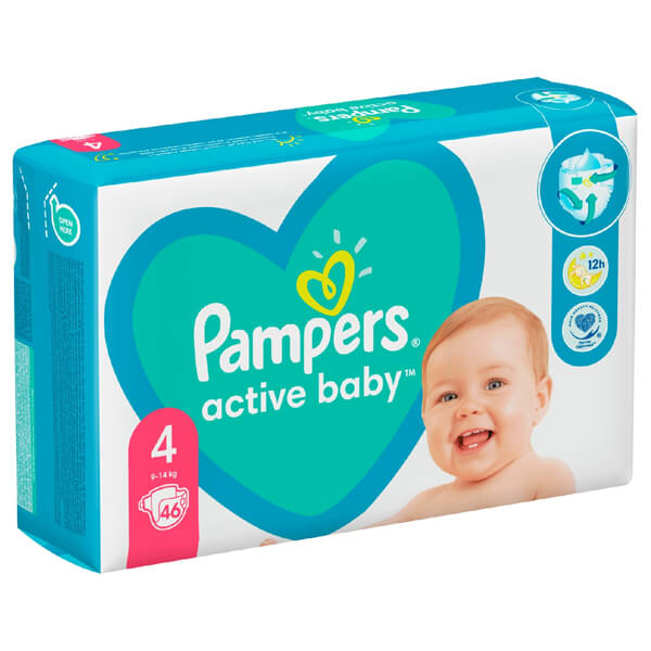 PAMPERS ACTIVE BABY No4 (46τεμ.) - (9-14kg) (VP)