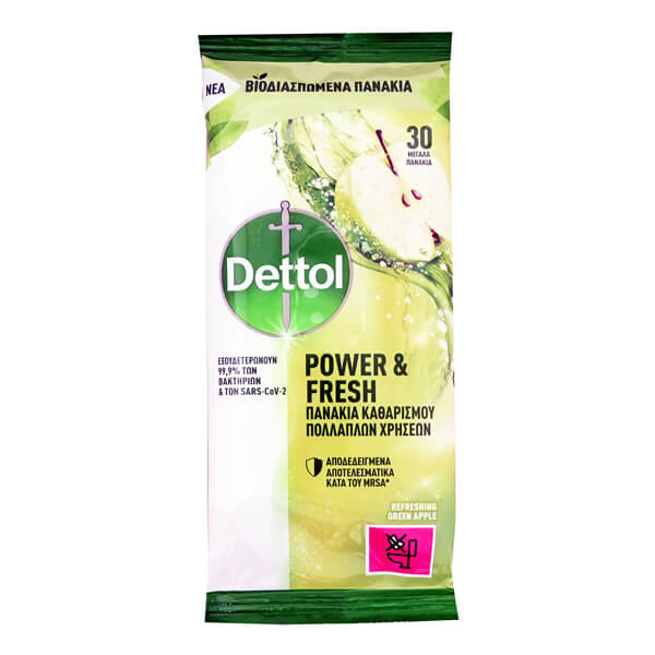 DETTOL ΜΑΝΤΗΛΑΚΙΑ 30τεμ. - (GREEN APPLE)