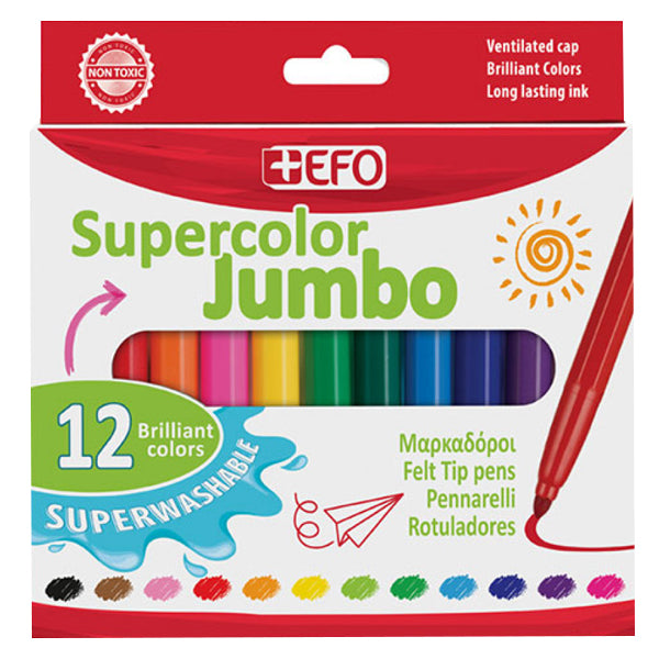 ΜΑΡΚΑΔΟΡΟΙ +EFO SUPERCOLOR JUMBO 12τεμ.