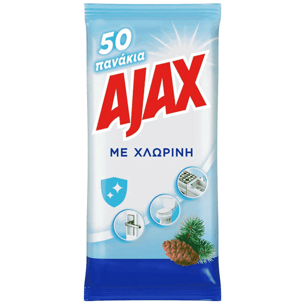 AJAX ΥΓΡΑ ΠΑΝΑΚΙΑ ΜΕ ΧΛΩΡΙΝΗ 50τεμ.