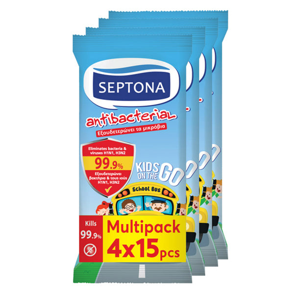 SEPTONA ΥΓΡΑ ΜΑΝΤΗΛΑΚΙΑ (4x15τεμ.) - (KIDS)