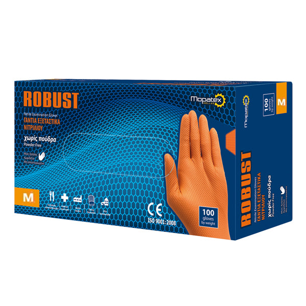 ROBUST ΓΑΝΤΙΑ ΝΙΤΡΙΛΙΟΥ ΠΟΡΤΟΚΑΛΙ (100τεμ.) - (MEDIUM)(ΧΩΡΙΣ ΠΟΥΔΡΑ)