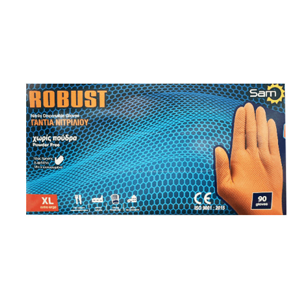 ROBUST ΓΑΝΤΙΑ ΝΙΤΡΙΛΙΟΥ ΠΟΡΤΟΚΑΛΙ (90τεμ.) - (XL)(ΧΩΡΙΣ ΠΟΥΔΡΑ)