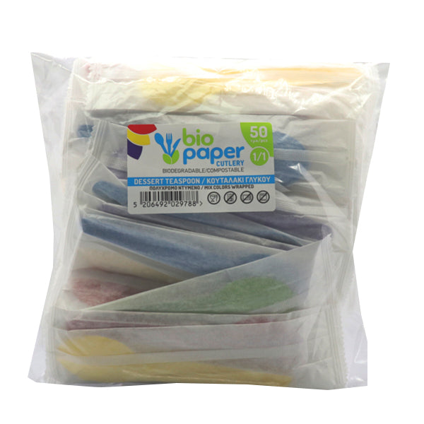 BIO PAPER ΚΟΥΤΑΛΑΚΙ ΓΛΥΚΟΥ - (ΝΤΥΜΕΝΟ) - (130mm) - (50τεμ) - (ΠΟΛΥΧΡΩΜΑ)