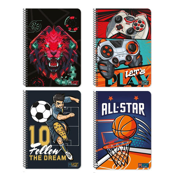 ΤΕΤΡΑΔΙΟ ΣΠΙΡΑΛ 17Χ25 1Θ 30Φ MUST TEAM PLAYER