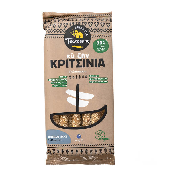 ΤΣΑΤΣΑΚΗΣ ΕΥ ΖΗΝ ΚΡΙΤΣΙΝΙΑ 200gr. - (ΠΟΛΥΣΠΟΡΟ & 30% ΛΙΓΟΤΕΡΗ ΖΑΧΑΡΗ ΚΑΙ ΑΛΑΤΙ)