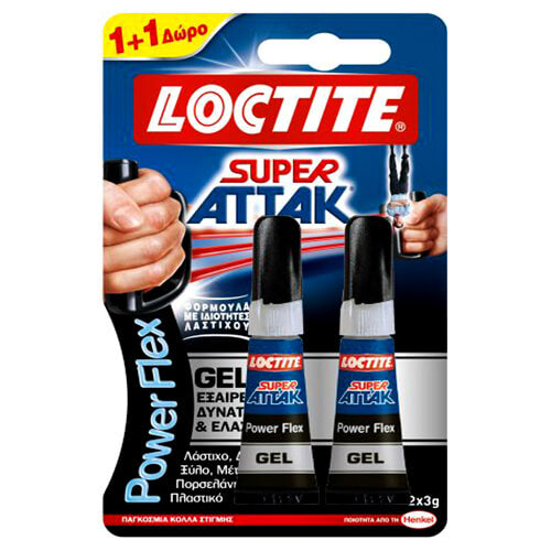 LOCTITE SUPER ATTACK ΚΟΛΛΑ POWER FLEX 3gr. (1+1ΔΩΡΟ)