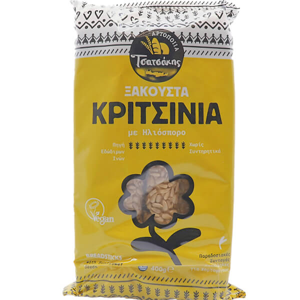 ΤΣΑΤΣΑΚΗΣ ΚΡΙΤΣΙΝΙΑ ΞΑΚΟΥΣΤΑ 400gr. - (ΜΕ ΗΛΙΟΣΠΟΡΟ) (VEGAN)
