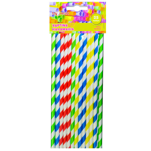 ΧΑΡΤΙΝΟ ΚΑΛΑΜΑΚΙ ΙΣΙΟ ΧΡΩΜΑΤΙΣΤO - (6x200mm) (25τεμ.)
