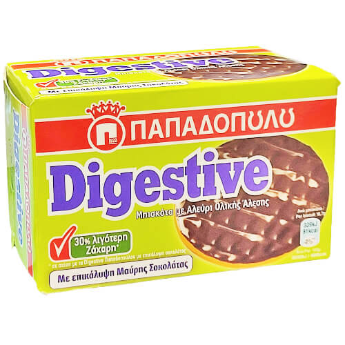 ΠΑΠΑΔΟΠΟΥΛΟΥ DIGESTIVE 200gr. - (ΜΑΥΡΗ ΣΟΚΟΛΑΤΑ) (-30% ΖΑΧΑΡΗ)
