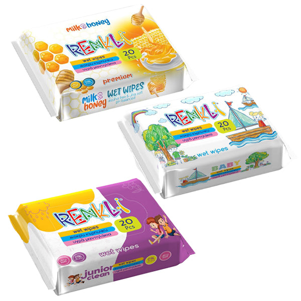 RENKLI ΥΓΡΑ ΜΑΝΤΗΛΑΚΙΑ 20τεμ. - (ZOO SERIES)