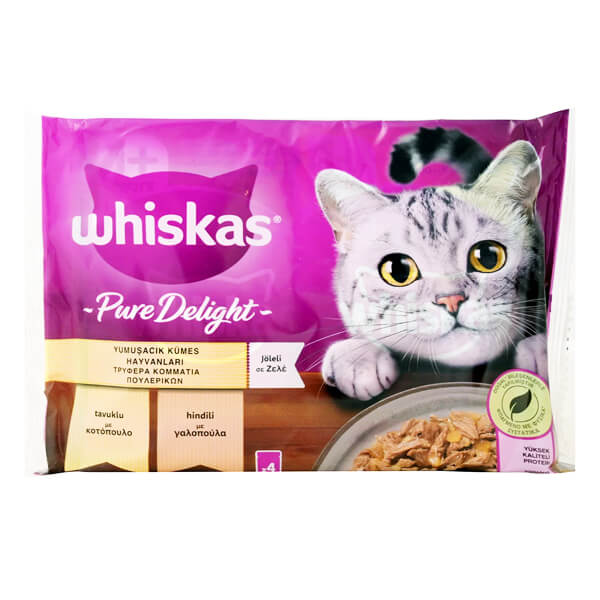 WHISKAS ΓΑΤΟΤΡΟΦΗ ADULT PURE DELIGHT 4x85gr. - (ΠΟΥΛΕΡΙΚΑ)