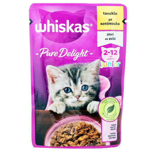 WHISKAS ΓΑΤΟΤΡΟΦΗ JUNIOR PURE DELIGHT 85gr. - (ΚΟΤΟΠΟΥΛΟ)