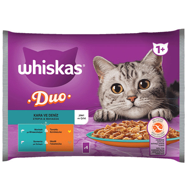 WHISKAS DUO ΓΑΤΟΤΡΟΦΗ 4x85gr. (ΣΤΕΡΙΑ & ΘΑΛΑΣΣΑ)