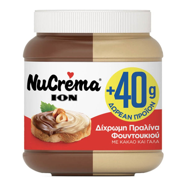 ΙΟΝ NUCREMA 380gr - (ΔΙΧΡΩΜΗ ΠΡΑΛΙΝΑ ΦΟΥΝΤΟΥΚΙΟΥ) (9866)