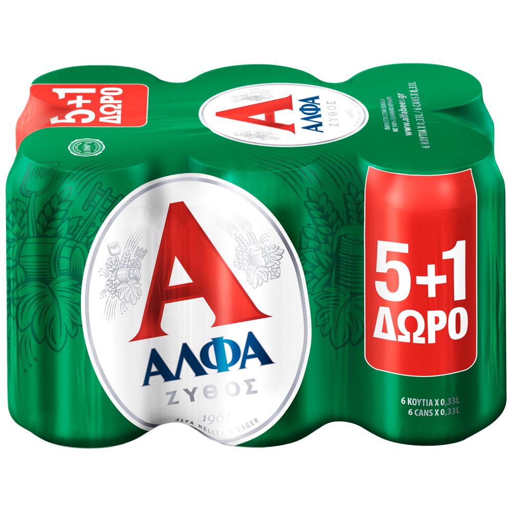 Άλφα Μπύρα Lager Κουτί 330ml 5+1 Δώρο