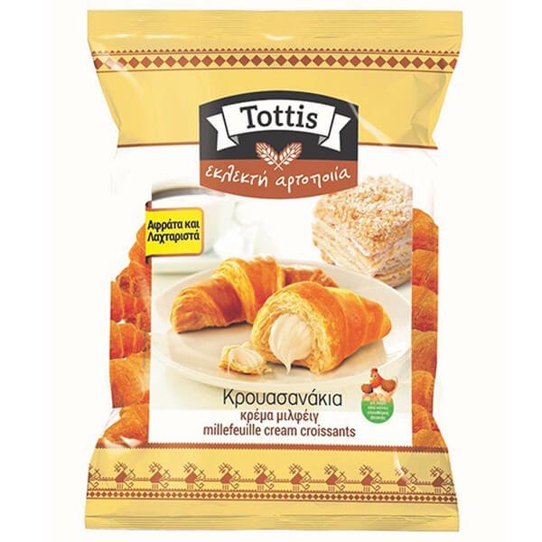 TOTTIS FINE BAKERY ΚΡΟΥΑΣΑΝΑΚΙΑ 130gr. - (ΚΡΕΜΑ ΜΙΛΦΕΙΓ)