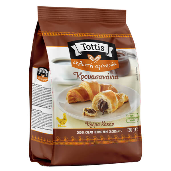 TOTTIS FINE BAKERY ΚΡΟΥΑΣΑΝΑΚΙΑ 130gr. - (ΚΡΕΜΑ ΚΑΚΑΟ)
