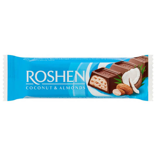 ROSHEN ΜΠΑΡΑ ΣΟΚΟΛΑΤΑΣ 29gr. - (ΓΑΛΑΚΤΟΣ ΜΕ ΑΜΥΓΔΑΛΑ ΚΑΙ ΚΑΡΥΔΑ)