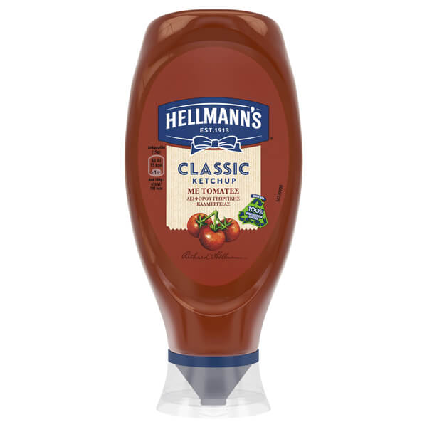 HELLMANN'S KETCHUP 550gr. - (ΚΛΑΣΣΙΚΗ) (TOP DOWN)