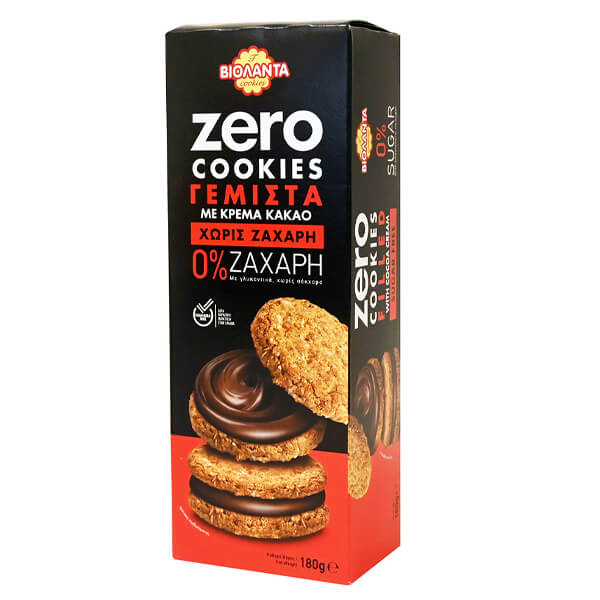 ΒΙΟΛΑΝΤΑ ZERO COOKIES 0% ΖΑΧΑΡΗ ΓΕΜΙΣΤΑ 180gr. - (ΚΡΕΜΑ ΣΟΚΟΛΑΤΑΣ)