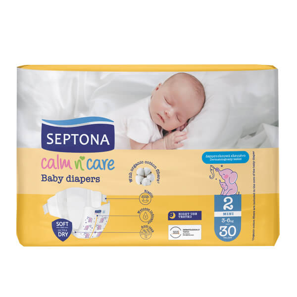 SEPTONA CALM N' CARE BABY DIAPERS MINI No 2 (30τεμ.) - (3-6kg)