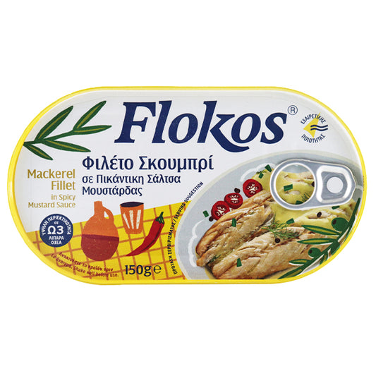 FLOKOS ΣΚΟΥΜΠΡΙ 150gr. - (ΣΕ ΠΙΚΑΝΤΙΚΗ ΣΑΛΤΣΑ ΜΟΥΣΤΑΡΔΑΣ)