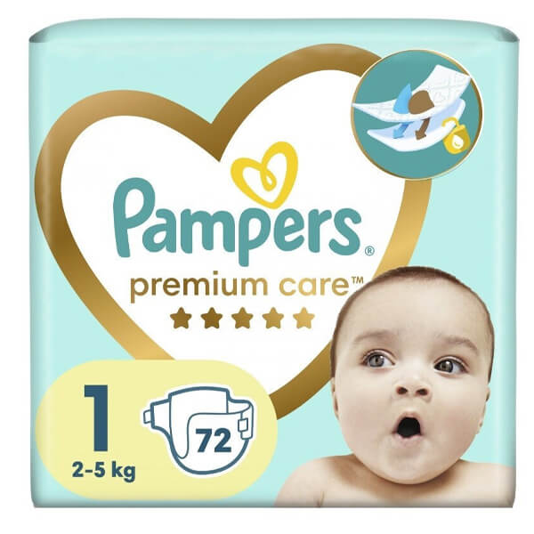 PAMPERS PREMIUM CARE Νο1 - (72τεμ.) (2-5kg) (JUMBO)