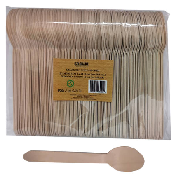 COLORATO ΒΙΟΔΙΑΣΠΩΜΕΝΑ ΞΥΛΙΝΑ ΚΟΥΤΑΛΙΑ ΦΑΓΗΤΟΥ 16cm (100τεμ.) - (BIO)