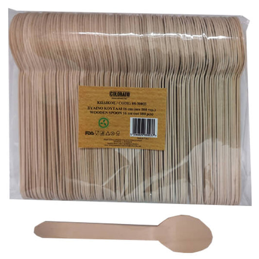 COLORATO ΒΙΟΔΙΑΣΠΩΜΕΝΑ ΞΥΛΙΝΑ ΚΟΥΤΑΛΙΑ ΦΑΓΗΤΟΥ 16cm (100τεμ.) - (BIO)