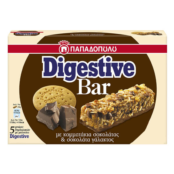 ΠΑΠΑΔΟΠΟΥΛΟΥ DIGESTIVE BARS (5x28gr.) - (ΣΟΚΟΛΑΤΑ)