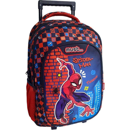 ΣΧΟΛΙΚΗ ΤΣΑΝΤΑ ΤΡΟΛΕΪ ΔΗΜΟΤΙΚΟΥ SPIDER - MAN THWIP MUST 3 ΘΗΚΕΣ