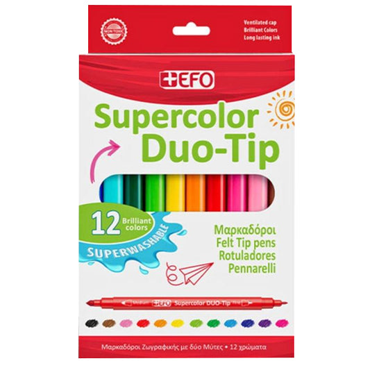 ΜΑΡΚΑΔΟΡΟΙ +EFO SUPERCOLOR DUO-TIP 12τεμ.