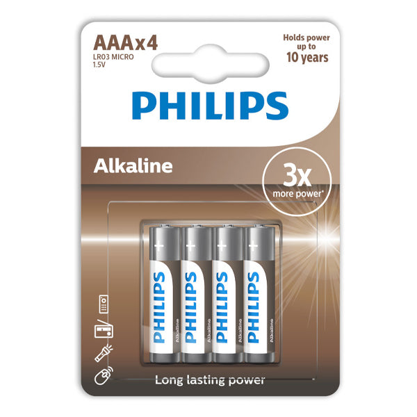 PHILIPS ΜΠΑΤΑΡΙΑ ΑΛΚΑΛΙΚΗ AAΑ 4τεμ. - (ΜΕ ΦΟΡΟ 0,08€)