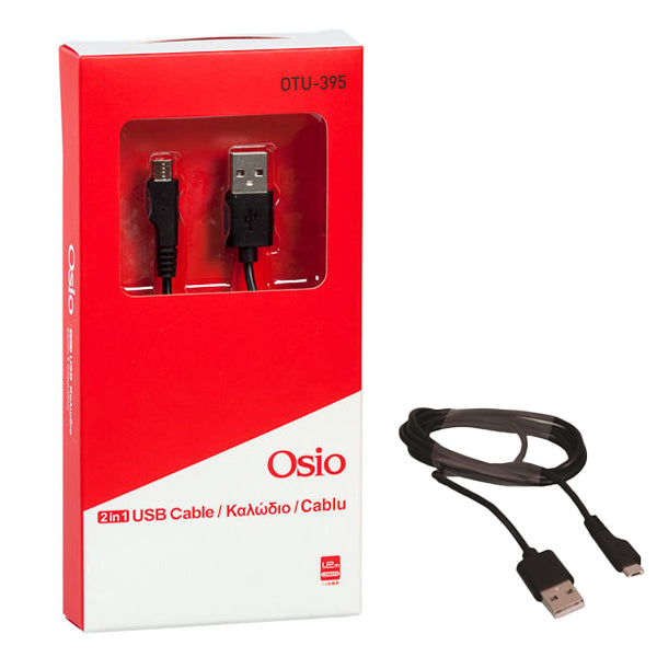 OSIO ΚΑΛΩΔΙΟ ΦΟΡΤΙΣΗΣ ΚΑΙ ΣΥΓΧΡΟΝΙΣΜΟΥ MICRO ΑΠΟ USB ΣΕ USB (1,2m) - (ΜΑΥΡΟ) (OTU395B)