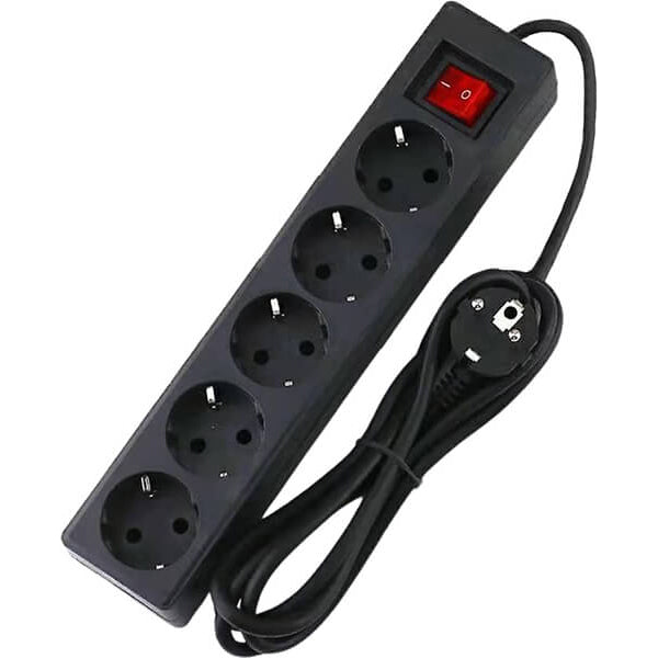 TNS ΠΟΛΥΜΠΡΙΖΟ 5Θ + 1,5m ΚΑΛΩΔΙΟ - (ΜΑΥΡΟ) (35-950-1049)