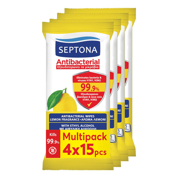 SEPTONA ΥΓΡΑ ΜΑΝΤΗΛΑΚΙΑ (4x15τεμ.) - (ΛΕΜΟΝΙ)
