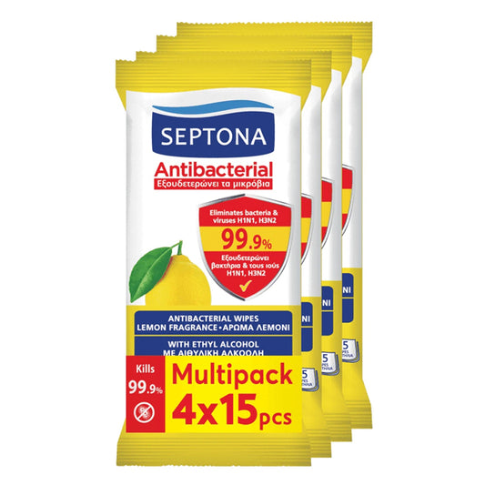 SEPTONA ΥΓΡΑ ΜΑΝΤΗΛΑΚΙΑ (4x15τεμ.) - (ΛΕΜΟΝΙ)