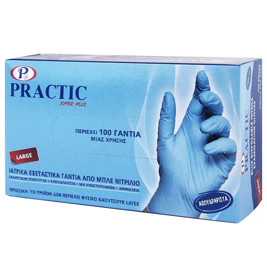 PRACTIC ΓΑΝΤΙΑ ΝΙΤΡΙΛΙΟΥ ΜΠΛΕ LARGE - (100τεμ.)