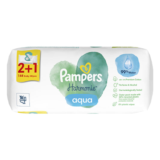 PAMPERS ΜΩΡΟΜΑΝΤΗΛΑ 3x48τεμ. - (HARMONIE) (AQUA) (2+1)