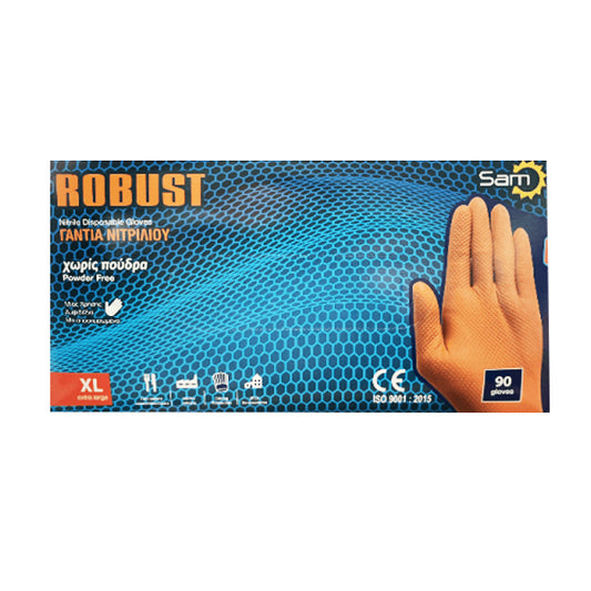 ROBUST ΓΑΝΤΙΑ ΝΙΤΡΙΛΙΟΥ ΠΟΡΤΟΚΑΛΙ (90τεμ.) - (XL)(ΧΩΡΙΣ ΠΟΥΔΡΑ)