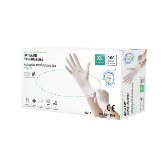 SAM ΓΑΝΤΙΑ ΛΑΤΕΞ ΕΛΑΦΡ. ΠΟΥΔΡΑΡΙΣΜΕΝΑ ΛΕΥΚΑ (100τεμ.) - (ΧLARGE)
