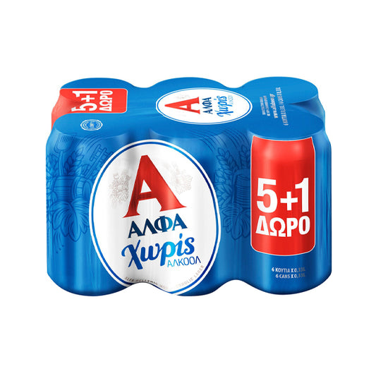 Άλφα Μπίρα Χωρίς Αλκοόλ Κουτί (6x330ml) 5+1 Δώρο