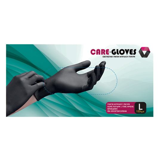 CARE GLOVES ΓΑΝΤΙΑ ΝΙΤΡΙΛΙΟΥ ΜΑΥΡΑ (100τεμ.) - (LARGE)