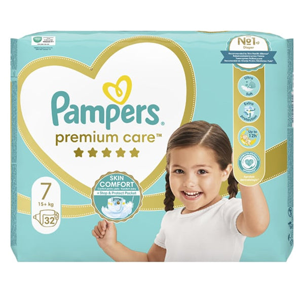 PAMPERS PREMIUM CARE Νο7 - (32τεμ.) (15kg+) (JUMBO)