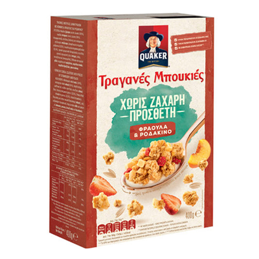 QUAKER ΤΡΑΓΑΝΕΣ ΜΠΟΥΚΙΕΣ Χ. ΖΑΧΑΡΗ 400gr. - (ΦΡΑΟΥΛΑ)