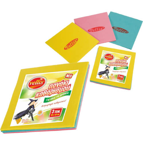 VELLIS ΠΑΝΑΚΙ ΚΑΘΑΡΙΣΜΟΥ ΤΥΠΩΜΩΜΕΝΟ 3τεμ. (38x40cm)