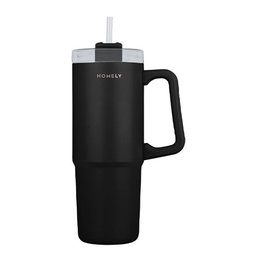 ECOCASA HOMELY ΘΕΡΜΟΣ STRAW TUMBLER 900ml - (ΜΑΥΡΟ)