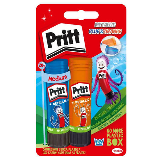 PRITT ΚΟΛΛΑ STICK METALLIC BLUE & ORANGE 2Χ20ΓΡ